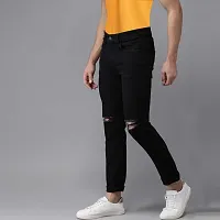 Stylish Black Cotton Blend Mid-Rise Jeans For Men-thumb1