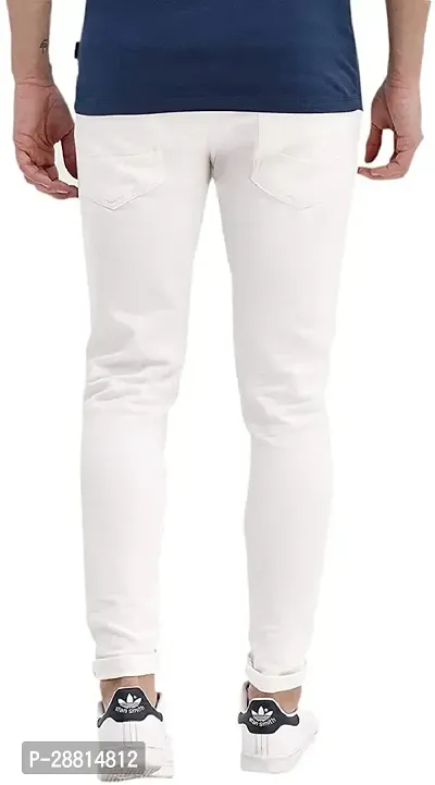 Domini Stylish White Cotton Silk Mid-Rise Jeans For Men-thumb2