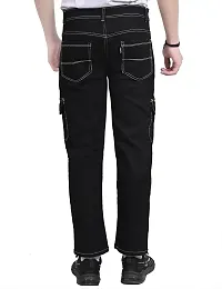 Stylish Black Denim Solid Mid-Rise Jeans For Men-thumb1