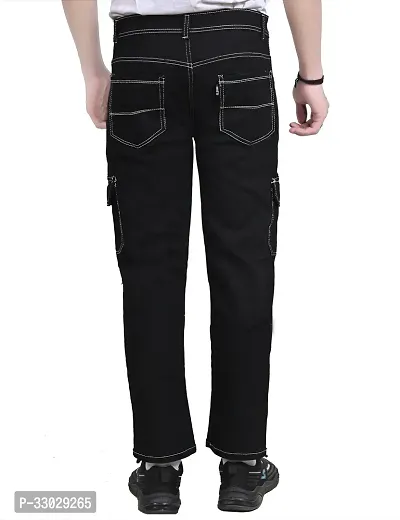 Stylish Black Denim Solid Mid-Rise Jeans For Men-thumb2