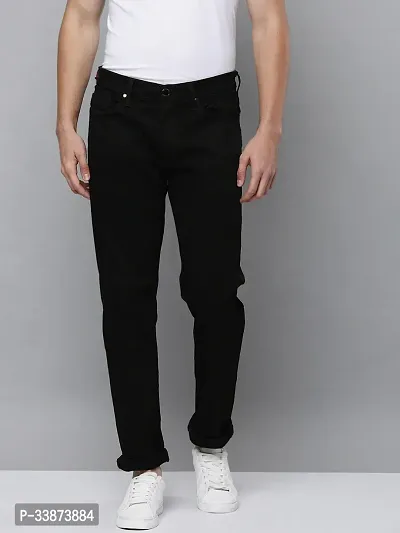 Stylish Denim Black Regular Fit Mid-Rise Jeans For Men