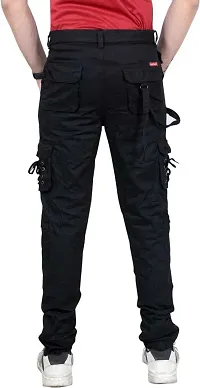 Stylish Black Cotton Cargos For Men-thumb1