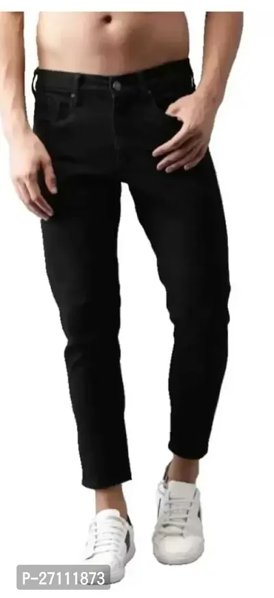 Stylish Black Cotton Blend Mid-Rise Jeans For Men-thumb0