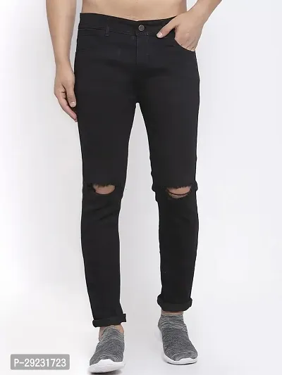 Stylish Black Polycotton Mid-Rise Jeans For Men-thumb0