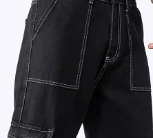 Stylish Black Cotton Blend Solid Mid-Rise Jeans For Men-thumb1