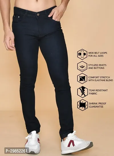 Comfortable Black Denim Mid-Rise Jeans For Men-thumb0