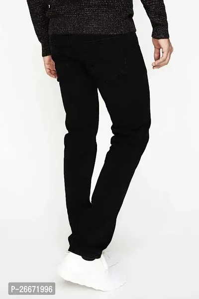 Stylish Black Cotton Blend Mid-Rise Jeans For Men-thumb2