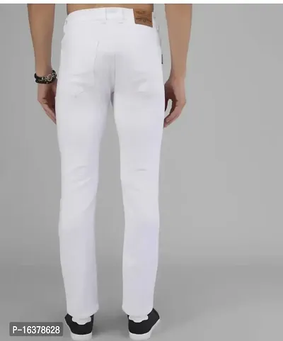 MEN KNEE SLIT WHITE JEANS SDJK32JK32JK-thumb2