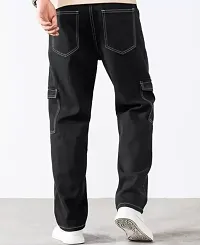 Stylish Black Denim Solid Mid-Rise Jeans For Men-thumb2