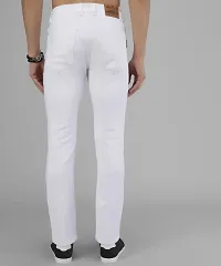 Bestloo Stylish White Cotton Blend Mid-Rise Jeans For Men-thumb1