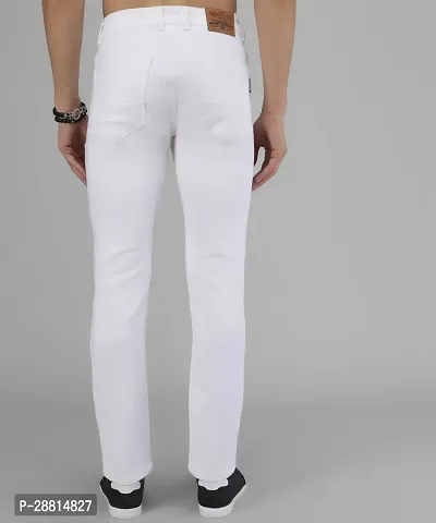 Bestloo Stylish White Cotton Blend Mid-Rise Jeans For Men-thumb2