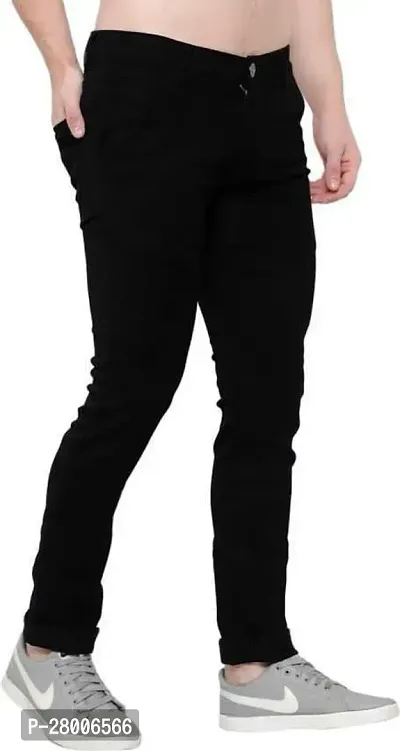 Stylish Black Denim Solid Mid-Rise Jeans For Men-thumb3