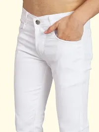 Stylish White Cotton Blend Mid-Rise Jeans For Men-thumb2