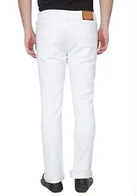 Stylish White Cotton Blend Mid-Rise Jeans For Men-thumb1