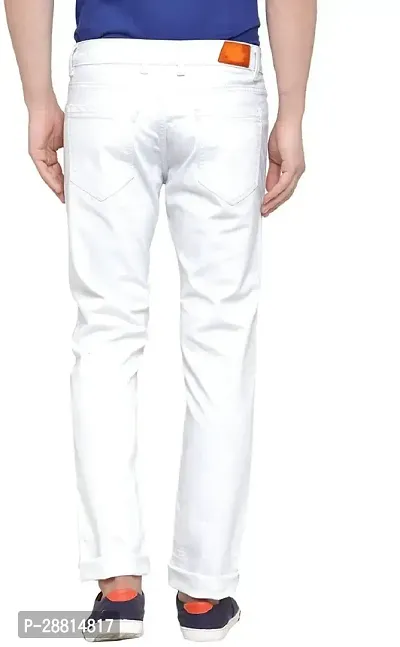 Domini Stylish White Cotton Blend Mid-Rise Jeans For Men-thumb2