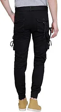 Stylish Black Cotton Blend Cargos For Men-thumb1