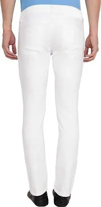 Stylish White Denim Solid Mid-Rise Jeans For Men-thumb1