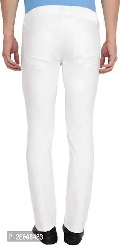 Stylish White Denim Solid Mid-Rise Jeans For Men-thumb2