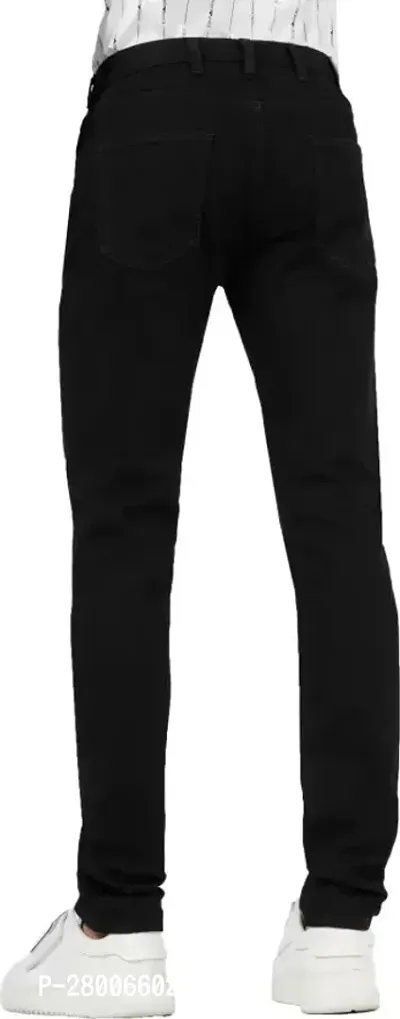 Stylish Black Cotton Blend Solid Mid-Rise Jeans For Men-thumb2