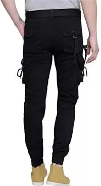 Stylish Black Cotton Blend Cargos For Men-thumb1