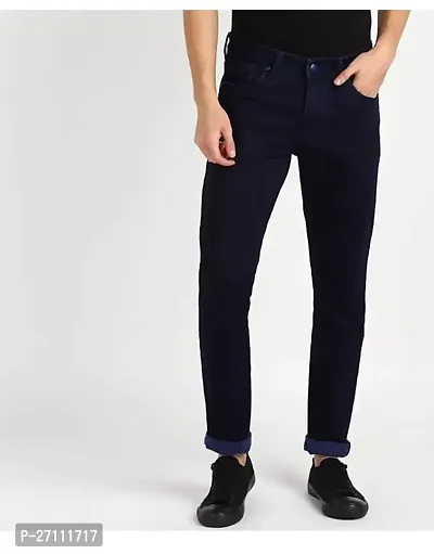 Stylish Black Cotton Blend Mid-Rise Jeans For Men