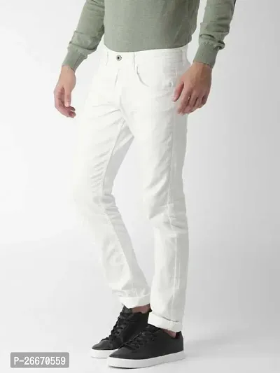 Stylish White Denim Mid-Rise Jeans For Men-thumb3