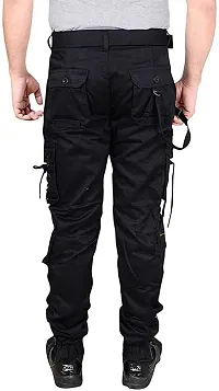 Stylish Black Cotton Cargos For Men-thumb1