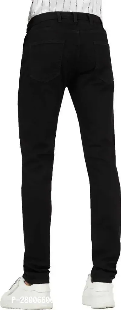 Stylish Black Denim Solid Mid-Rise Jeans For Men-thumb2