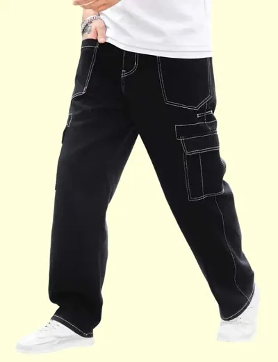 Stylish Blend Solid Cargos For Men