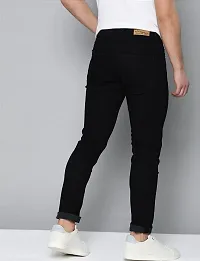 Stylish Black Cotton Lycra Blend Mid-Rise Jeans For Men-thumb1