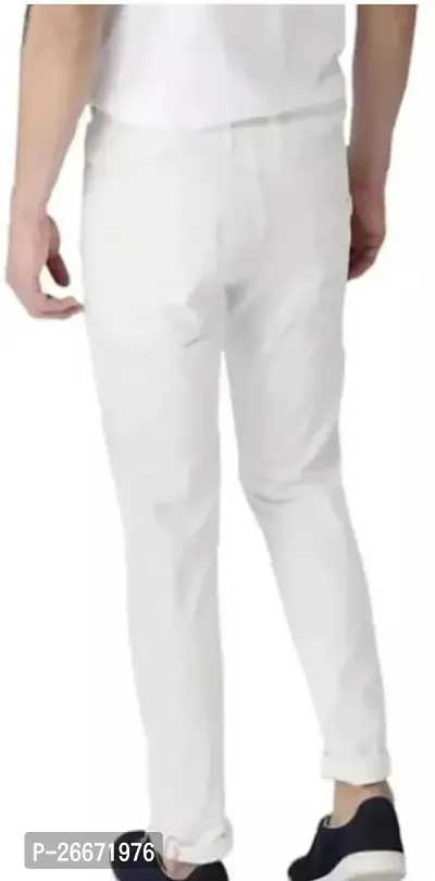 Stylish White Cotton Blend Mid-Rise Jeans For Men-thumb2