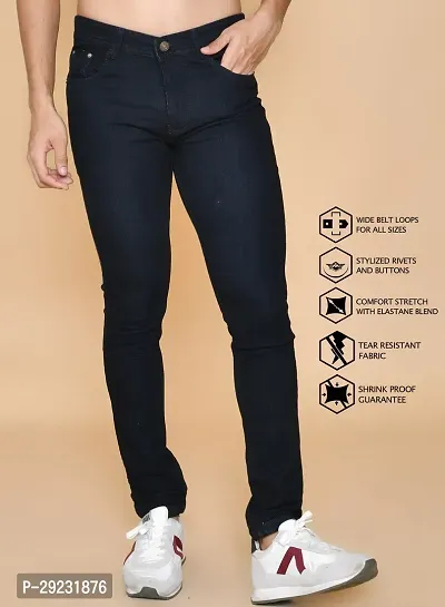 Stylish Black Denim Mid-Rise Jeans For Men-thumb0