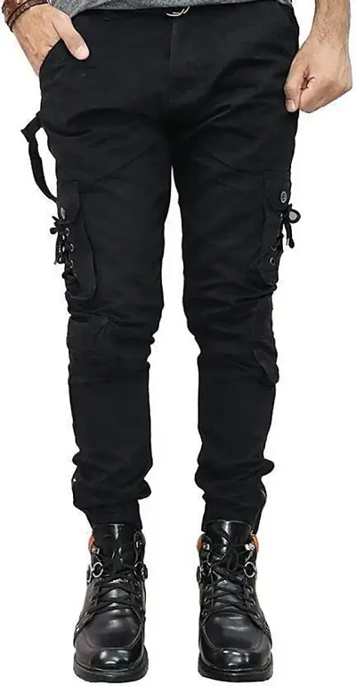 MEN BLACK CARGO JEANS