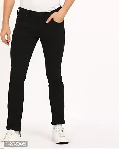 Stylish Black Denim Mid-Rise Jeans For Men