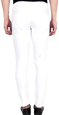 Stylish White Cotton Blend Mid-Rise Jeans For Men-thumb1