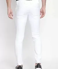 Stylish White Cotton Blend Solid Mid-Rise Jeans For Men-thumb1