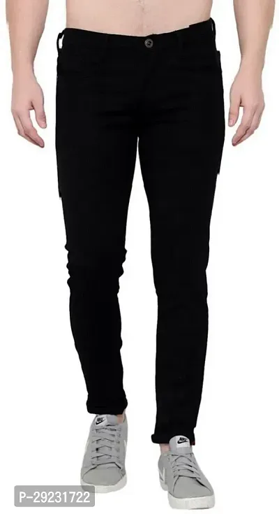 Stylish Black Denim Mid-Rise Jeans For Men-thumb0