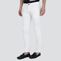 Bestloo Stylish White Cotton Blend Mid-Rise Jeans For Men-thumb3