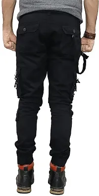 Stylish Black Cotton Cargos For Men-thumb1