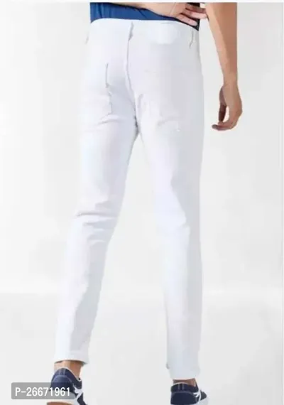 Stylish White Cotton Blend Mid-Rise Jeans For Men-thumb2