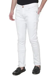 Stylish White Cotton Blend Mid-Rise Jeans For Men-thumb2