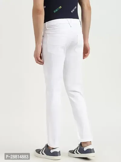 FLETE Stylish White Denim Mid-Rise Jeans For Men-thumb3