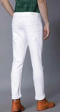 Stylish White Denim Solid Mid-Rise Jeans For Men-thumb1