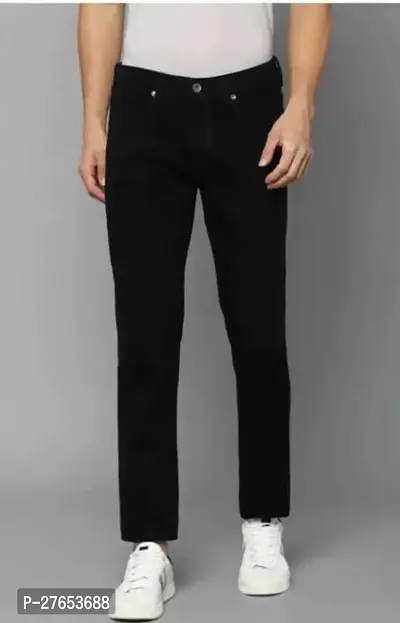 Stylish Black Denim Mid-Rise Jeans For Men-thumb0