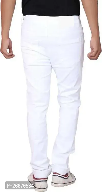 Stylish White Denim Mid-Rise Jeans For Men-thumb2