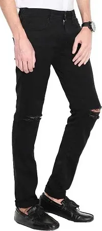 Stylish Black Denim Mid-Rise Jeans For Men-thumb2