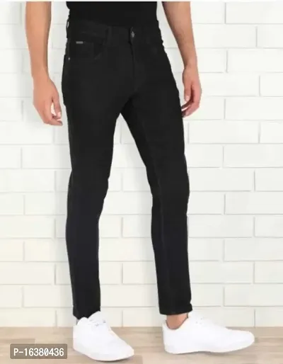 Men Plain Black Jeans-thumb0