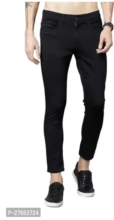 Stylish Black Denim Mid-Rise Jeans For Men-thumb0