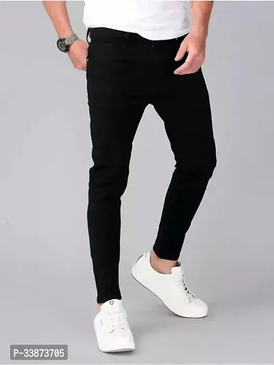 Stylish Denim Black Regular Fit Mid-Rise Jeans For Men-thumb0