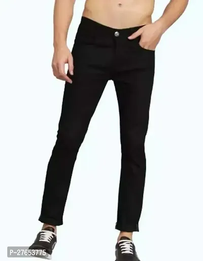 Stylish Black Denim Mid-Rise Jeans For Men-thumb0